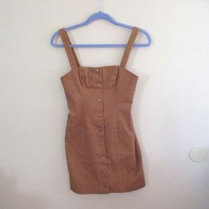 Tularosa brown button-down mini dress, cotton & polyester